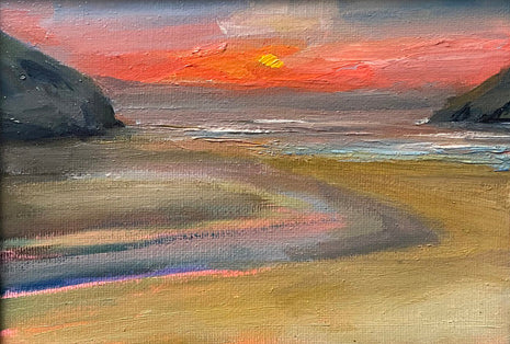 'Mawgan Porth Sunset' - Original Oil Painting