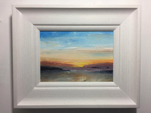 summertime sunset framed artwork of treyarnon bay